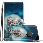For Xiaomi Redmi Note 9 Pro Colored Drawing Leather Phone Case(Twin Wolves)