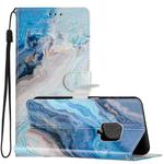 For Xiaomi Redmi Note 9 Pro Colored Drawing Leather Phone Case(Blue Marble)