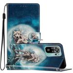 For Xiaomi Redmi Note 10 4G Colored Drawing Leather Phone Case(Twin Wolves)