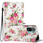 For Xiaomi Redmi Note 10 4G Colored Drawing Leather Phone Case(Peonies)