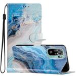 For Xiaomi Redmi Note 10 4G Colored Drawing Leather Phone Case(Blue Marble)