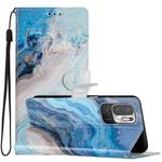 For Xiaomi Redmi Note 10 5G Colored Drawing Leather Phone Case(Blue Marble)