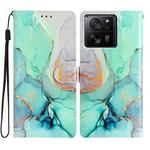For Xiaomi 13T 5G Colored Drawing Leather Phone Case(Green Marble)