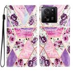 For Xiaomi 13T 5G Colored Drawing Leather Phone Case(Purple Marble)