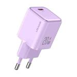 USAMS US-CC183 PD 20W USB-C/Type-C Single Port Electroplating Charger, EU Plug(Purple)