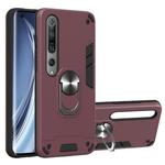 For Xiaomi Mi 10 5G / Mi 10 Pro 5G 2 in 1 Armour Series PC + TPU Protective Case with Ring Holder(Wine Red)