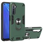For OPPO Realme 6 2 in 1 Armour Series PC + TPU Protective Case with Ring Holder(Dark Green)