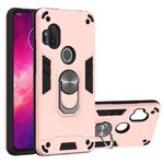 For Motorola One Hyper 2 in 1 Armour Series PC + TPU Protective Case with Ring Holder(Rose Gold)