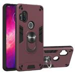 For Motorola One Hyper 2 in 1 Armour Series PC + TPU Protective Case with Ring Holder(Wine Red)