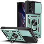 For Xiaomi Poco F5 Pro Sliding Camera Cover Design TPU Hybrid PC Phone Case(Mint Green)