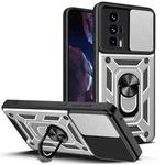 For Xiaomi Poco F5 Pro Sliding Camera Cover Design TPU Hybrid PC Phone Case(Silver)