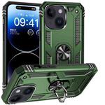 For iPhone 15 Shockproof TPU + PC Phone Case with Holder(Military Green)