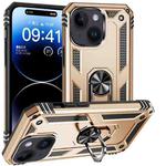 For iPhone 15 Plus Shockproof TPU + PC Phone Case with Holder(Gold)