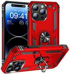 For iPhone 15 Pro Max Shockproof TPU + PC Phone Case with Holder(Red)