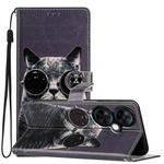 For OnePlus Nord CE 3 Lite 5G Colored Drawing Leather Phone Case(Sunglasses Cat)