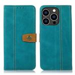 For iPhone 15 Pro Stitching Thread Calf Texture Leather Phone Case(Light Green)