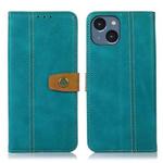 For iPhone 15 Plus Stitching Thread Calf Texture Leather Phone Case(Light Green)