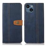 For iPhone 15 Stitching Thread Calf Texture Leather Phone Case(Blue)