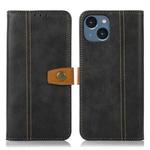 For iPhone 15 Stitching Thread Calf Texture Leather Phone Case(Black)