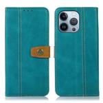 For iPhone 16 Pro Stitching Thread Calf Texture Leather Phone Case(Light Green)