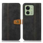 For Motorola Edge 40 5G Stitching Thread Calf Texture Leather Phone Case(Black)