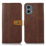 For Motorola Moto G 5G 2023 Stitching Thread Calf Texture Leather Phone Case(Coffee)