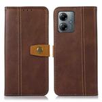 For Motorola Moto G14 4G Stitching Thread Calf Texture Leather Phone Case(Coffee)