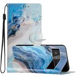 For Google Pixel 6 Colored Drawing Leather Phone Case(Blue Marble)