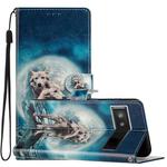 For Google Pixel 6a Colored Drawing Leather Phone Case(Twin Wolves)