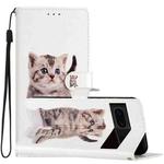 For Google Pixel 7 Colored Drawing Leather Phone Case(Little Tabby Cat)