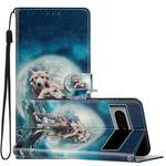 For Google Pixel 7 Pro Colored Drawing Leather Phone Case(Twin Wolves)