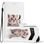 For Google Pixel 7a Colored Drawing Leather Phone Case(Little Tabby Cat)