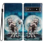 For Google Pixel 9a Colored Drawing Leather Phone Case(Twin Wolves)