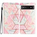 For Google Pixel 9a Colored Drawing Leather Phone Case(Pink Marble)