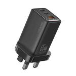 USAMS US-CC196 65W ACC Three Ports GaN Charger, UK Plug(Black)