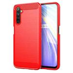 For Realme 6i India Brushed Texture Carbon Fiber TPU Phone Case(Red)