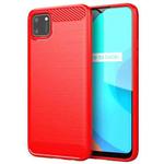 For Realme C11 Brushed Texture Carbon Fiber TPU Phone Case(Red)