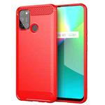 For Realme 7i Brushed Texture Carbon Fiber TPU Phone Case(Red)