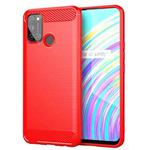 For Realme C17 Brushed Texture Carbon Fiber TPU Phone Case(Red)