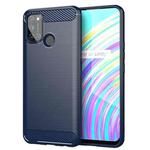 For Realme C17 Brushed Texture Carbon Fiber TPU Phone Case(Blue)