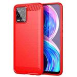 For Realme 8 Pro Brushed Texture Carbon Fiber TPU Phone Case(Red)