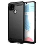 For Realme C21 Brushed Texture Carbon Fiber TPU Phone Case(Black)