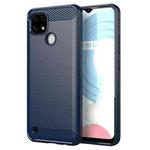 For Realme C21 Brushed Texture Carbon Fiber TPU Phone Case(Blue)