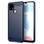 For Realme C21Y Brushed Texture Carbon Fiber TPU Phone Case(Blue)