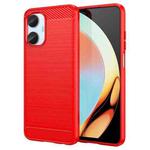 For Realme10 4G Brushed Texture Carbon Fiber TPU Phone Case(Red)