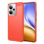 For Realme 14T 5G Brushed Texture Carbon Fiber TPU Phone Case(Red)