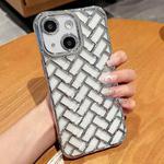For iPhone 13 Woven Grid 3D Electroplating Laser Engraving Phone Case(Silver)