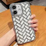 For iPhone 11 Woven Grid 3D Electroplating Laser Engraving Phone Case(Silver)
