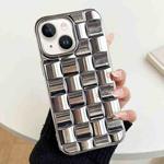 For iPhone 14 Plus 3D Cube Weave Texture Electroplating Phone Case(Silver)