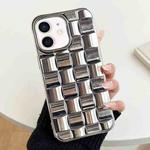 For iPhone 12 / 12 Pro 3D Cube Weave Texture Electroplating Phone Case(Silver)